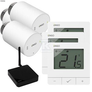 Głowica elektroniczna ENGO ETRV-M30 (3szt) w zestawie z regulatorem ENGO E25-230W (3szt) oraz bramką internetową ZigBee EGATE-PRO (1szt) DLR948