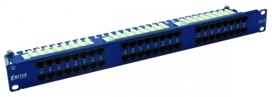 Panel 19 , 48xRJ45 UTP kat.6 (1U) z półką, niebieski