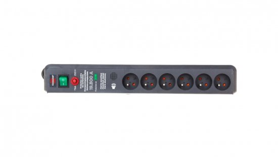 Listwa zasilająca przeciwprzepięciowa Secure-Tec 15kA 3m 6 gniazd antracytowy H05VV-F 3G1,5 1159541376