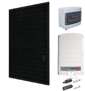  Zestaw fotowoltaiczny 6kW (Panel PV 400W JA Solar Full Black, Falownik 3F Solaredge 6kW, Rozdzielnica DC/AC herm., MC4)