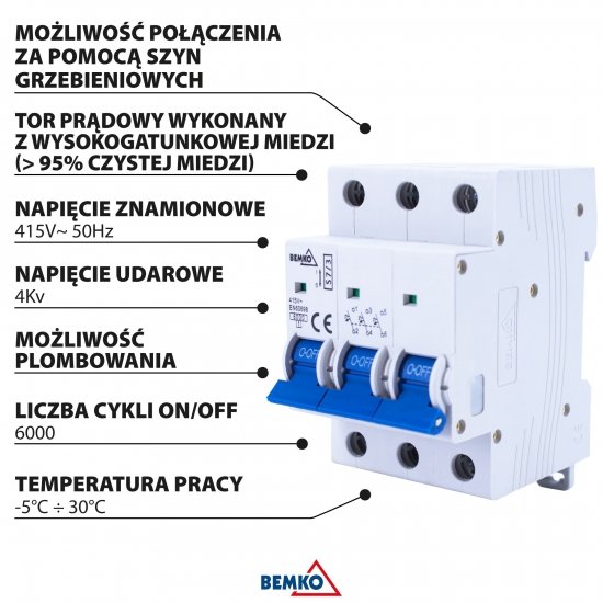 WYŁĄCZNIK NADPRĄDOWY 6KA 3P B 06A