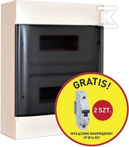 Rozdzielnica natynkowa PRACTIBOX S 2x12 drzwi przezroczyste (24 modułowa) - promocja B16 gratis