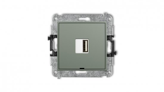 MINI Mechanizm ładowarki USB pojedynczej USB A, 10W max., 5V, 2A, bez pola opisowego szałwiowy 61MCUSBBO-3