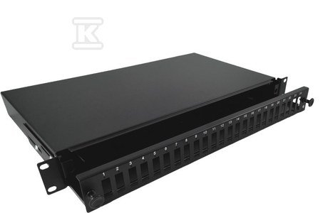 Przełącznica światłowodowa 24xSC duplex 19 1U z płytą czołową oraz akcesoriami montażowymi (dławiki, opaski), wysuwalna FOP-1U-24SCD-C