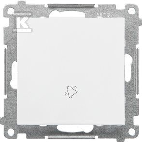 Przycisk "dzwonek" (moduł) 10 AX, 250 V~, szybkozłącza: Biały mat, SIMON55 + Ramka 1-krotna LINE: Biały mat, SIMON55 DMR963