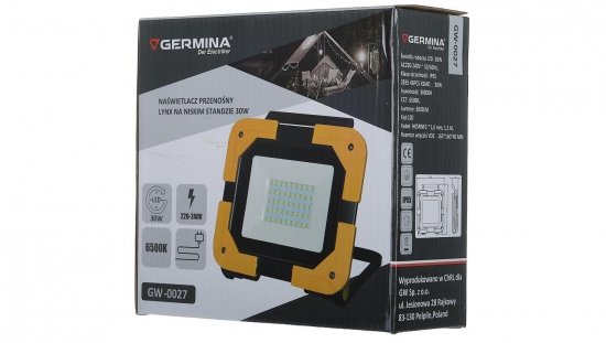 Lampa warsztatowa LED LYNKS 30W 3000lm 6500K IP65 zasilanie sieciowe GW-0027