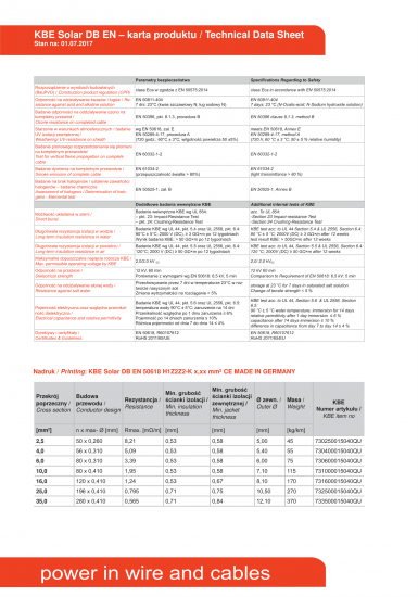 KBE Czerwony Kabel solarny 10mm2 DB+EN 50618(H1Z2Z2-K)and IEC 62930(IEC 131)