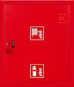 Hydrant DN25 FIT wnękowy z miejscem na gaśnicę pod zwijadłem, wąż 30m półsztywny, zamek patent, RAL 3000 S-25F-WGW30-P-3000