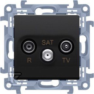 Gniazdo antenowe R-TV-SAT końcowe / zakończeniowe do gniazda przelotowego (moduł). 1x wejście: 5 MHz-2,4 GHz, czarny mat, SIMON10 + Ramka 1-krotna - uniwersalna poziom i pion, czarny mat, SIMON10 DMR880