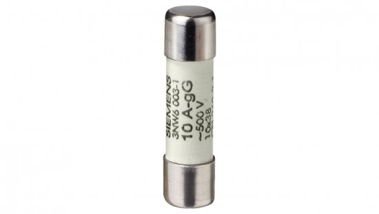 Wkładka bezpiecznikowa cylindryczna 10x38mm 6A gG NFC bez wskaźnika 500ACV 3NW6001-1