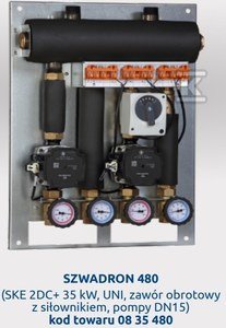 Zestaw hydrauliczny Szwadron 480 (SKE 2DC+ 35 kW, UNI, z. obrotowy z siłownikiem, pompy DN15)