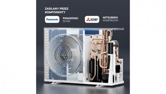 Pompa ciepła monoblok 12kW 3-faz V-TAC ATW +grzałka 9kW VT-M12KW-P3H9-W R32