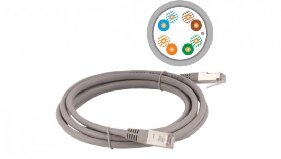 Patch-cord F/UTP kat.5e PVC 3.0m szary KKF5SZA3.0