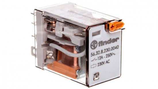 Przekaźnik 2P 12A 230V AC przycisk testujący, mechaniczny wskaźnik zadziałania 56.32.8.230.0040