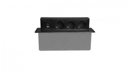 Gniazdo meblowe do zabudowy 3 złącza wtyczkowe schuko 1xUSB A 1xUSB C GMZ/S-5AP W-72015