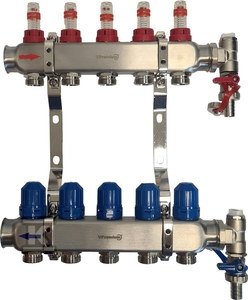 Rozdzielacz INOX ze stali nierdzewnej VPremium 11-obw. do O.P. z rotametrami