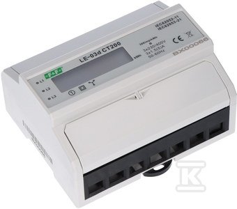 Licznik energii elektrycznej LE-03d CT-200 - trójfaz., wyświetlacz LCD, kl.1, wej. pom. 3x5A [przekładnik 200/5] LE03D-CT200