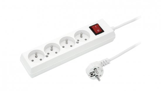 Przedłużacz z wyłącznikiem 4-gniazda z/u 10A 5m /OMY 3x1/ biały PS-470WS T-105960
