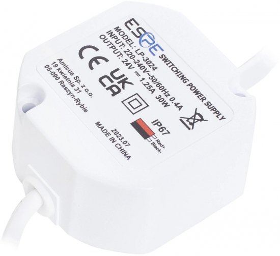 ZASILACZ IMPULSOWY DOPUSZKOWY HERMETYCZNY ESPE LP-3024 24V/30W/1.25A