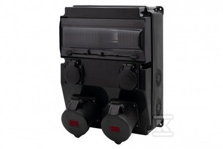 Rozdzielnica CAJA 12M SCENIC - gniazda proste 16A 5p, 32A 5p, 2x230V, 12 modułów, kolor czarny