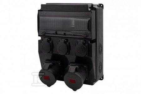 Rozdzielnica CAJA 12M SCENIC - gniazda proste 16A 5p, 32A 5p, 3x230V, 12 modułów, kolor czarny