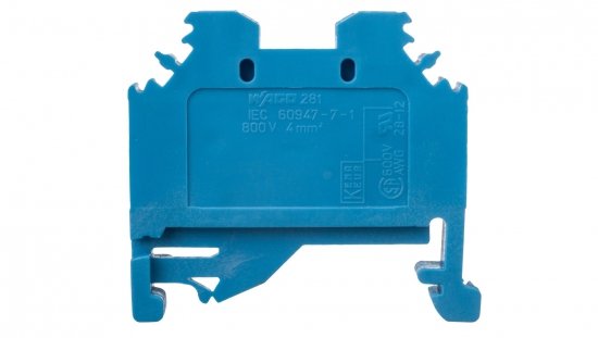 Złączka szynowa 2-przewodowa 4mm2 niebieska 281-104