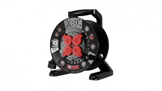 Przedłużacz bębnowy EXTREME LINE 4 gniazda z/u IP44 16A H05RR-F 3x1,5 10m czarny W-100020