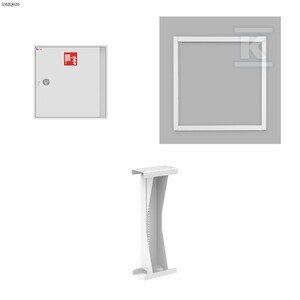 Hydrant wewnętrzny DN25, HW-25N-30 SLIM II 180, bez miejsca na gaśnicę, natynkowy, wąż półsztywny 30m, 780x780x180, k.biały, z ramką i podporą_ZESTAW DMQ920