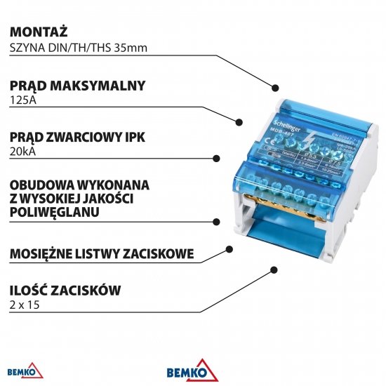 BLOK ROZDZIELCZY 28 ZACISKÓW 4x7 (5x5,3mm + 2x7,5mm)