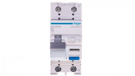 Wyłącznik różnicowo-nadprądowy 2P 6A B 0,03A typ AC ADC906D