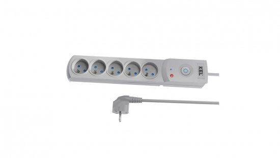 Przedłużacz przeciwprzepięciowy professional 5 gniazd 3m 10A 230V 2300W szary W-100035