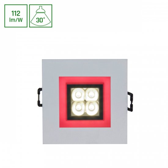 FIALE 4LED 4x1W 30st 230V SQUARE Z RAMKĄ CZERWONĄCW OCZKA LEDOWE
