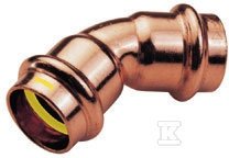 Łuk dwukielichowy 45 stopni 15mm B Press Gas