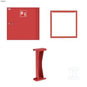 Hydrant wewnętrzny DN25, HW-25N-30 SLIM II 180, bez miejsca na gaśnicę, natynkowy, wąż półsztywny 30m, 780x780x180, k.czerwony, z ramką i podporą_ZESTAW DMQ915