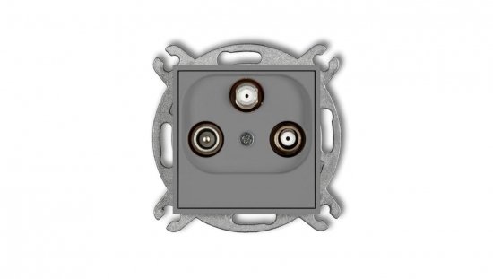 ICON Mechanizm gniazda abonenckiego 2 wyjścia SAT   TV szary mat 27IGSN