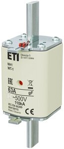 Wkładka topikowa przemysłowa szybka NH1/WT-1 gF 63A/500V 004139115