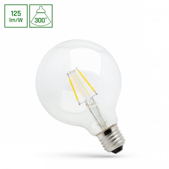 LED GLOB G125 E-27 230V 8W COG WW CLEAR SPECTRUM