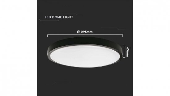 Plafoniera LED 24W 2400lm 4000K IP44 Okrągła fi295 Mleczny Czarna Ramka z mikrofalowym czujnikiem ruchu 7670