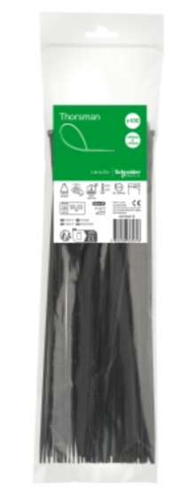 Opaska kablowa 300x3.6 mm (100 sztuk), Thorsman, czarna IMT46418