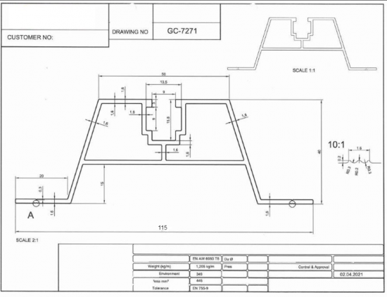 Mostek Trapezowy Wys=40mm L:400mm bez EPDM