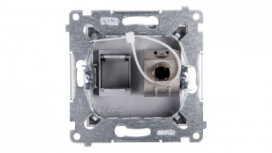 Simon 54 Gniazdo komputerowe pojedyncze RJ45 kat.6 ekranowane z przesłoną srebrny mat D61E.01/43