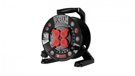 Przedłużacz bębnowy EXTREME LINE 4 gniazda z/u IP44 16A H05RR-F 3x2,5 10m czarny W-100021