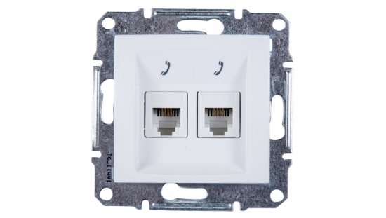 Sedna Gniazdo telefoniczne podwójne RJ11 białe SDN4201121