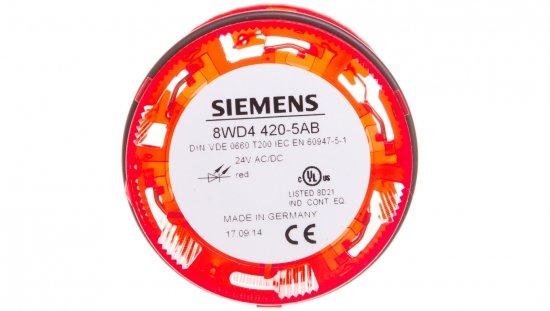 Moduł świetlny do kolumny sygnalizacyjnej 70mm LED czerwony światło ciagłe 24V AC_DC IP65 8WD4420-5AB