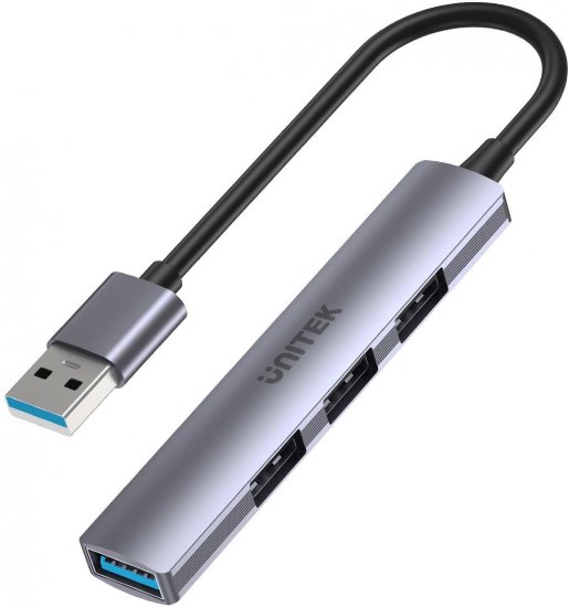 Unitek Hub USB-A 1*USB-A 5 Gbps, 3*USB-A 2.0 alu