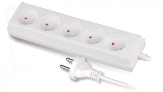 Przedłużacz 5-gniazd b/u 10A 1,5m /OMY 2x1/ biały PS-560