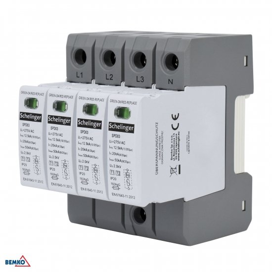 OGRANICZNIK PRZEPIĘĆ 4P 12,5kA(10/350) KLASA T1+T2 (B+C) SCHELINGER