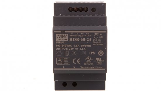 Zasilacz impulsowy 24V DC 2,5A 60W wej. 100-240V AC 1,8A HDR-60-24