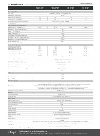 DEYE Falownik hybrydowy SUN-5K-SG05LP3-EU-SM2 3-fazowy (niskonapięciowy)