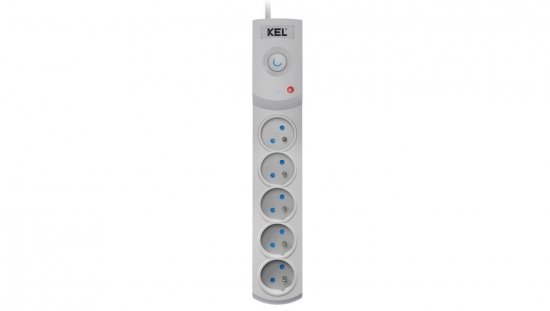 Przedłużacz przeciwprzepięciowy professional 5 gniazd 3m 10A 230V 2300W szary W-100035